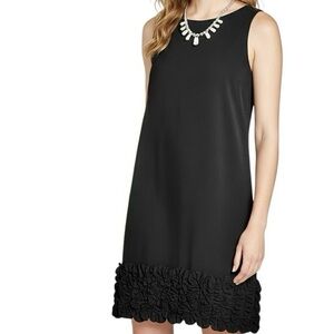 Catherine Malandrino Black Sleeveless Shift Dress Ruffle Hem Size Large